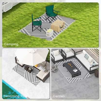 Outsunny Reversible Waterproof Outdoor Rug with Carry Bag, 182 x 274cm, Grey