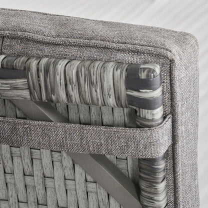 3 Pcs Rattan Chaise Lounge Sofa Set Bistro & Cushion Mixed Grey