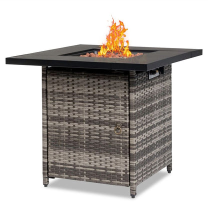 28-Inch Fire Table，50000 BTU Gas Firepit with Volcanic  Black