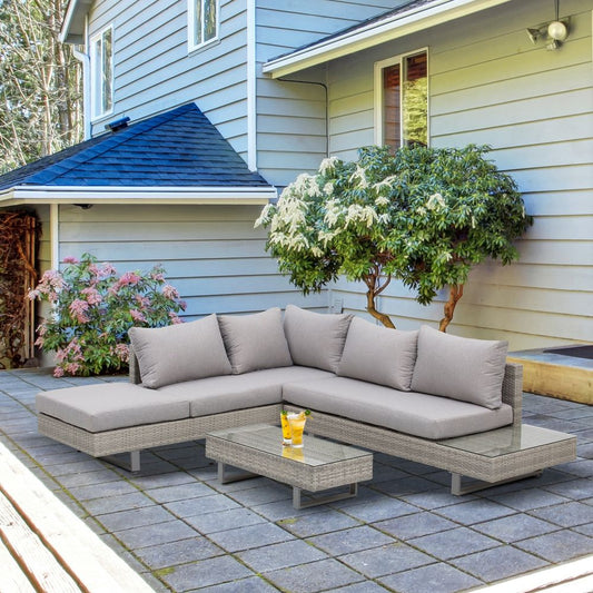 3pc Rattan Sofa Set Lounge Furniture