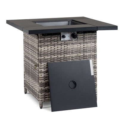 28-Inch Fire Table，50000 BTU Gas Firepit with Volcanic  Black