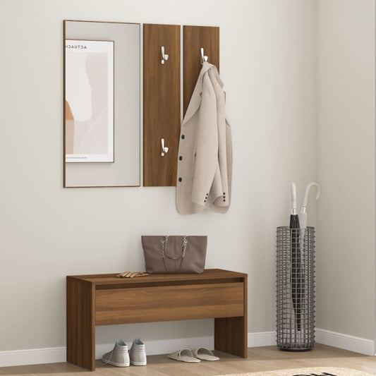 Hallway Furniture Set Black Engineered Wood