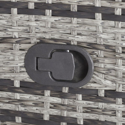 3 Pcs Rattan Chaise Lounge Sofa Set Bistro & Cushion Mixed Grey