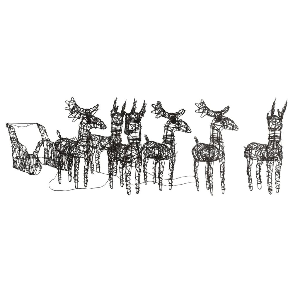 Christmas Decoration Reindeer&Sleigh 160 LEDs Warm White Rattan
