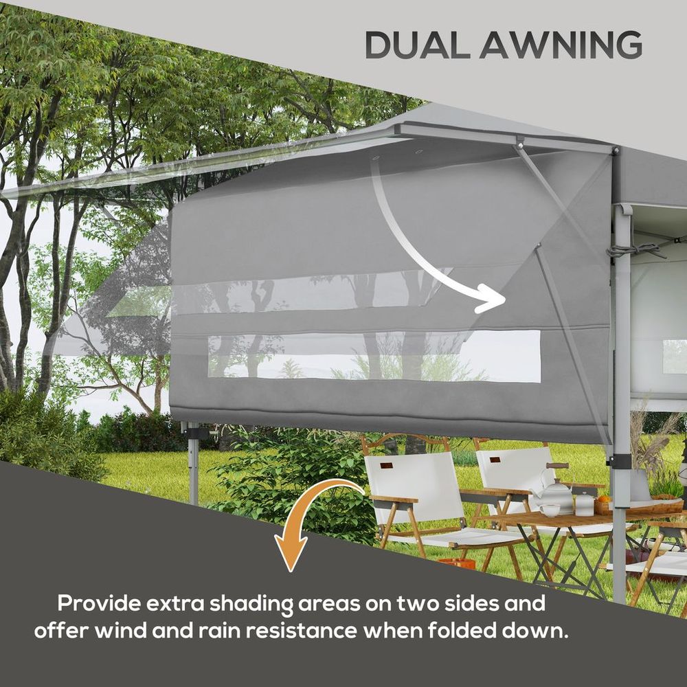 Outsunny 5 x 3(m) Pop Up Gazebo, Instant Shelter with Extend Dual Awning, Grey
