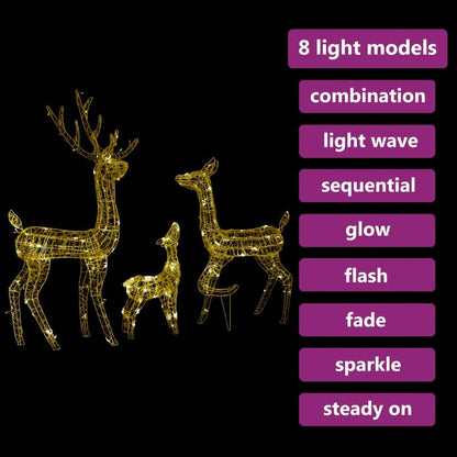 Acrylic Reindeer Family Christmas Decoration (with LED light Warm White)