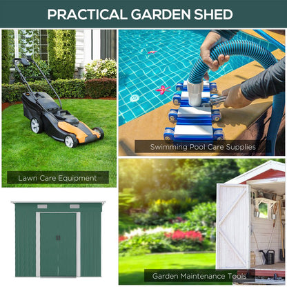 7 x 4ft Outdoor Garden Metal Storage Shed, Green