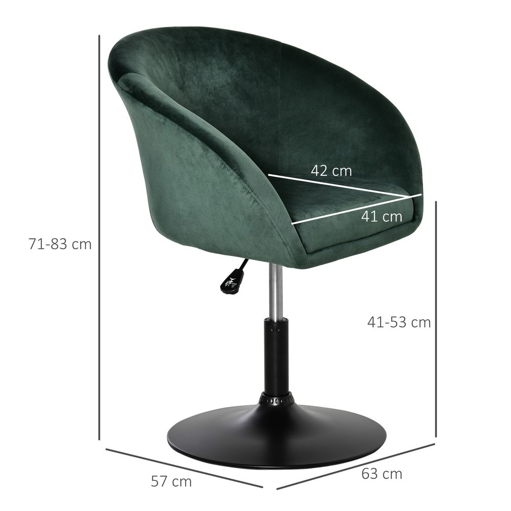 HOMCOM Swivel Bar Stool Fabric Dining Chair Dressing Stool Tub Seat Green