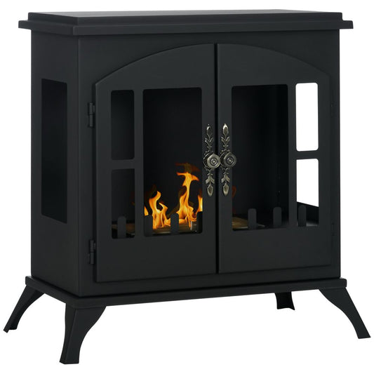 HOMCOM Ethanol Fireplace Stove Freestanding Bioethanol Fire w/ 0.9L Tank Black