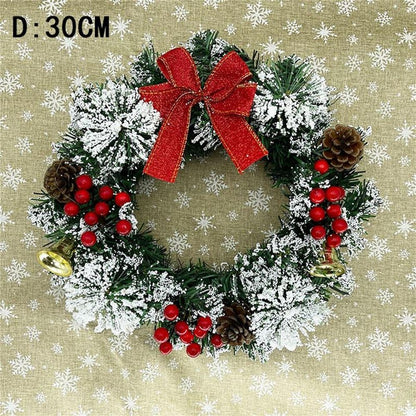 40cm Christmas Wreath Decor Artificial Hanging Xmas Wreath Pendant Home Window Door Outdoor Christmas Decoration Party Supplies