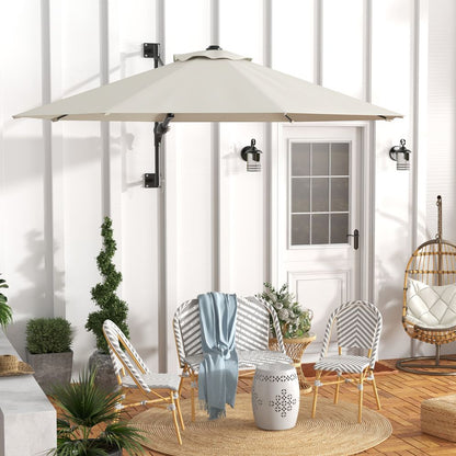 Outsunny Sun Parasol with Vent, Wall Umbrella for Patio, Garden, Pool, Beige