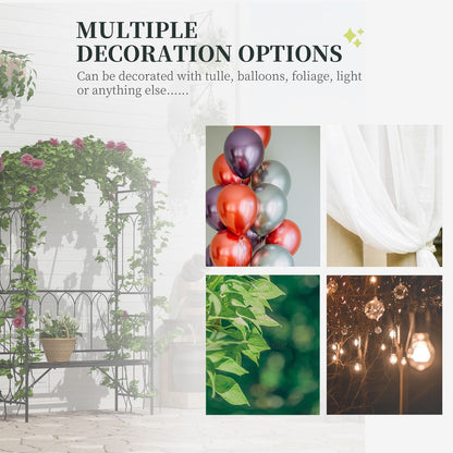 Garden Arbour Bench Plant Climbing Support Trellis Rose Vines Black Outsunny