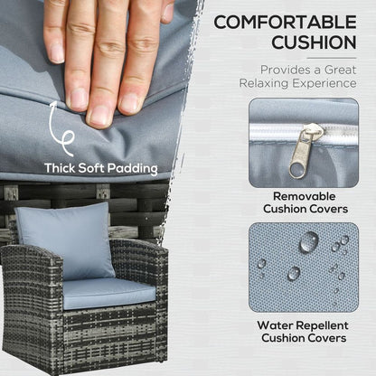 Outsunny 6 PCS Patio Rattan Sofa Set Conversation Furniture with Storage Grey