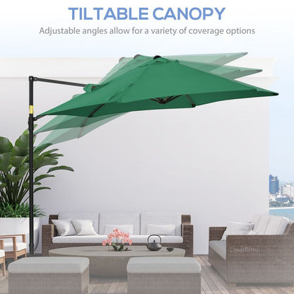 2.5M Garden Cantilever Parasol with 360 Rotation and Cross Base, Green