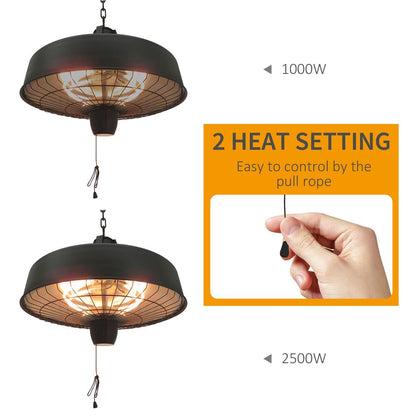 Adjustable Infrared Heater 1000/2500W Halogen Electric Light Ceiling Hanging