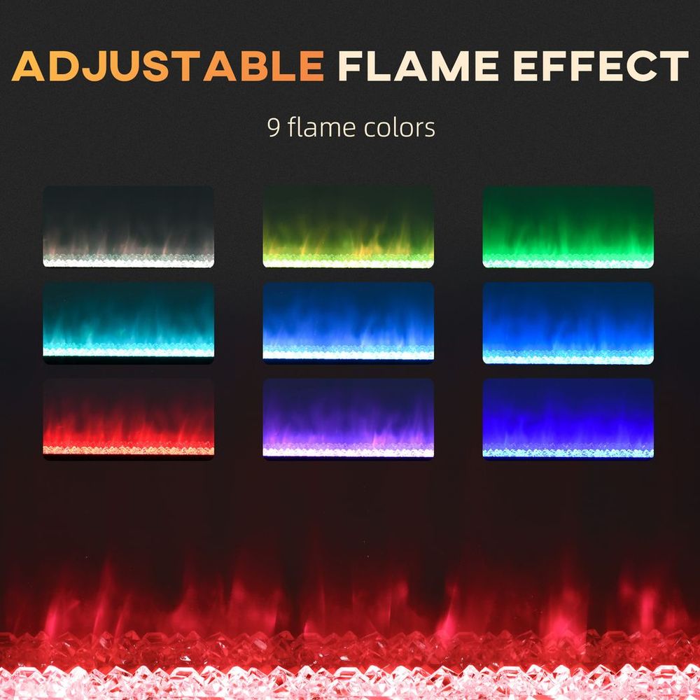 127cm Electric Fireplace Recessed and Wall Mounted Electric Fire Black