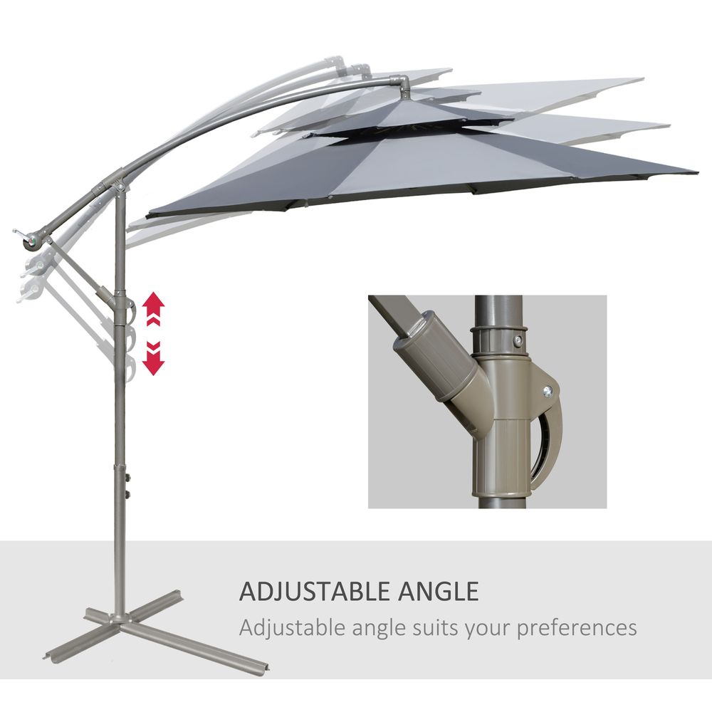2.7m Garden Banana Parasol Cantilever Umbrella Handle, Dark Grey