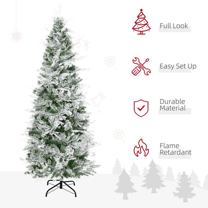 6 Foot Snow Flocked Artificial Christmas Tree Holiday with Pencil Shape HOMCOM