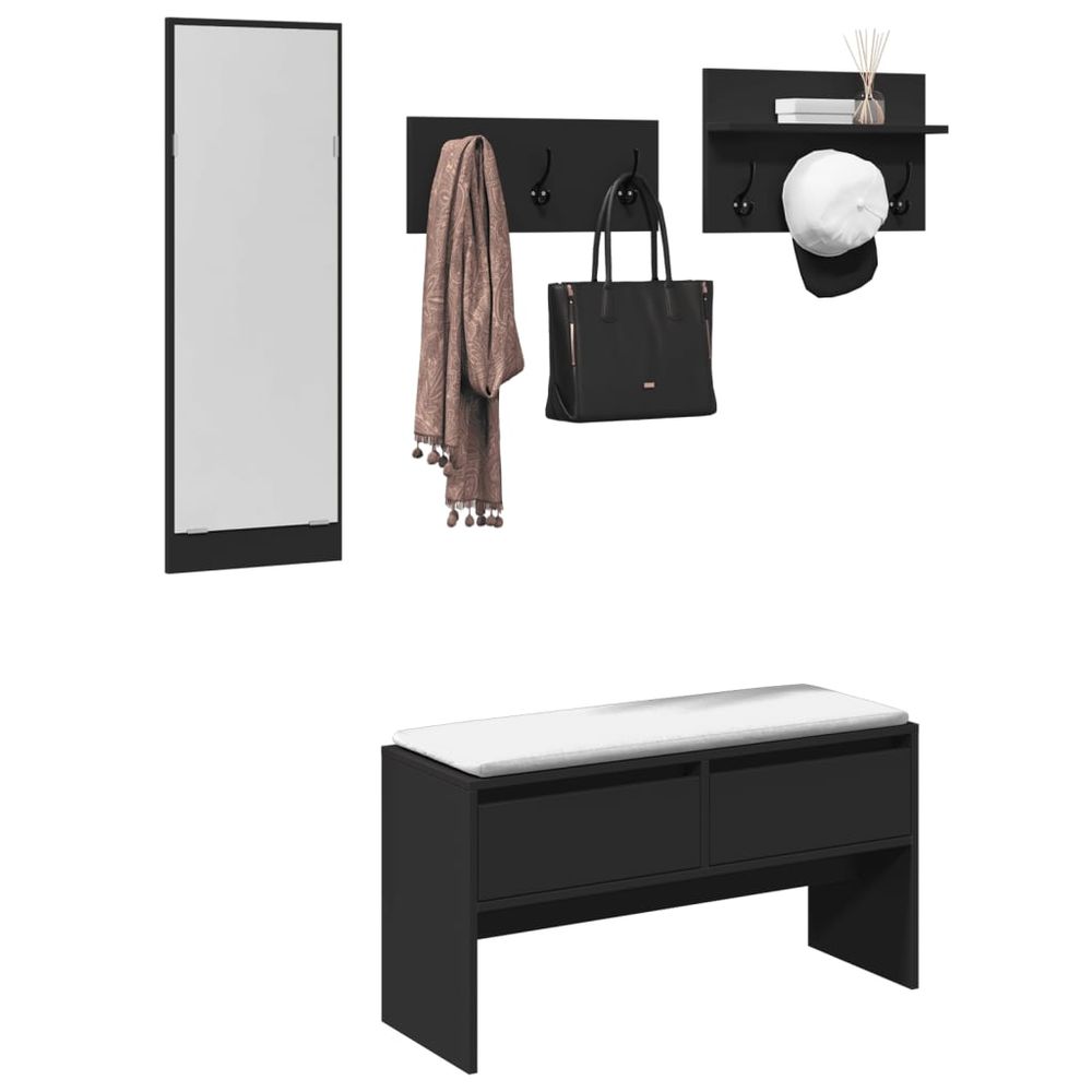 4 Piece Hallway Furniture Set White Engineered Wood