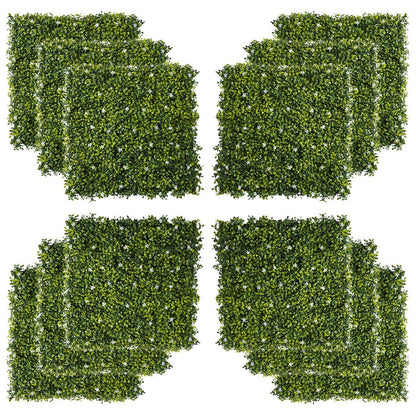 12PCS Artificial Boxwood Wall Panels 20" x 20" Grass Screen Milan Grass