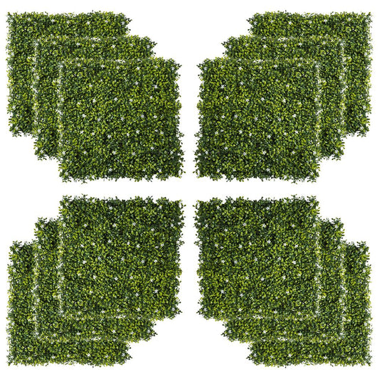12PCS Artificial Boxwood Wall Panels 20" x 20" Grass Screen Milan Grass