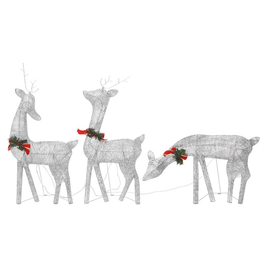 Christmas Reindeer Family 270x7x90 cm Silver Cold White Mesh