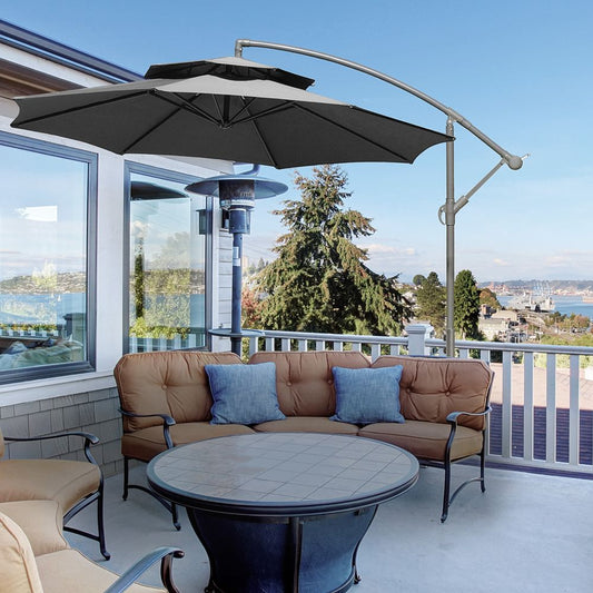 2.7m Garden Banana Parasol Cantilever Umbrella Handle, Dark Grey
