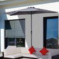 3 m Half Round Umbrella Parasol-Grey Polyester/Aluminum