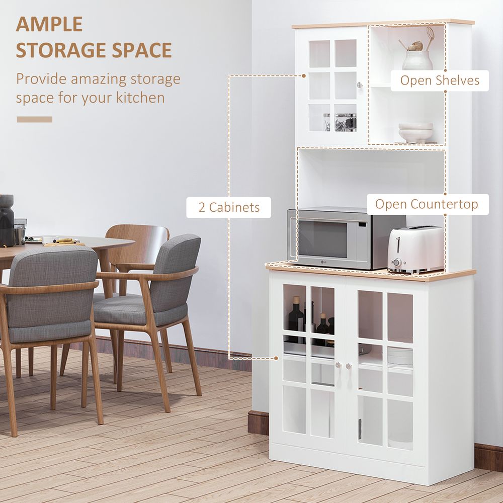 Kitchen Cabinet (183cm Grid Glass Doors Shelves  )