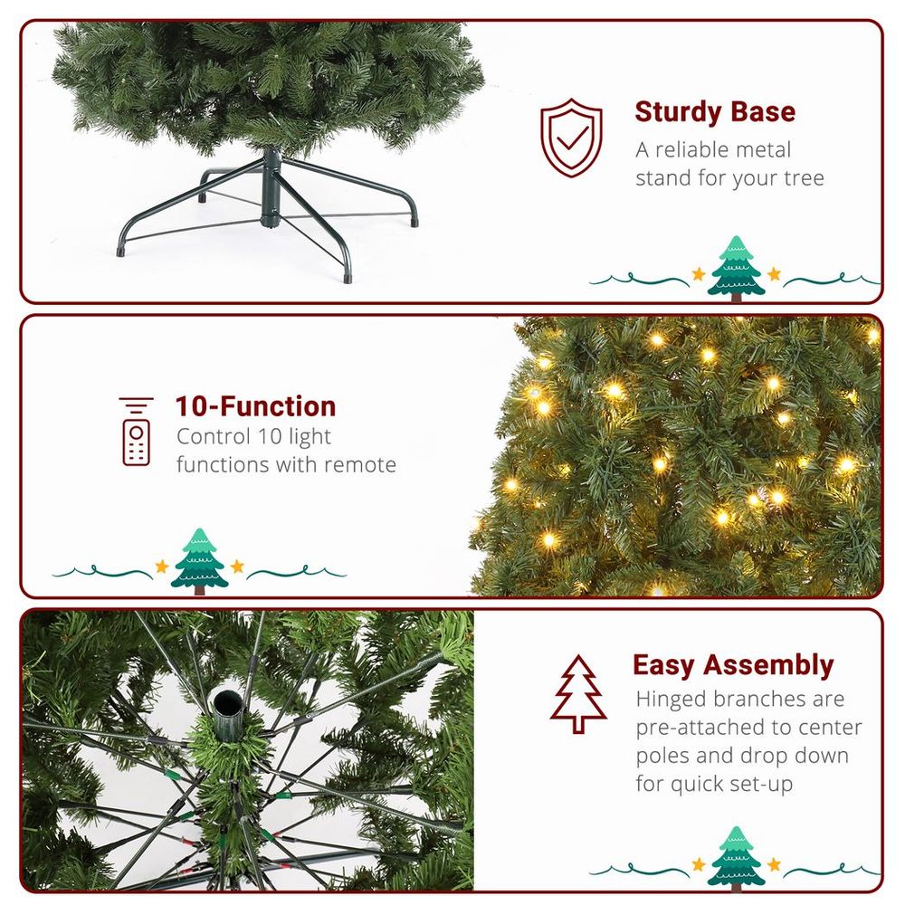 10ft Automatic Tree Structure PVC Material 1200 Lights Warm Color with Colorful 10 Modes with Remote Control 5090 Branches Christmas Tree Green