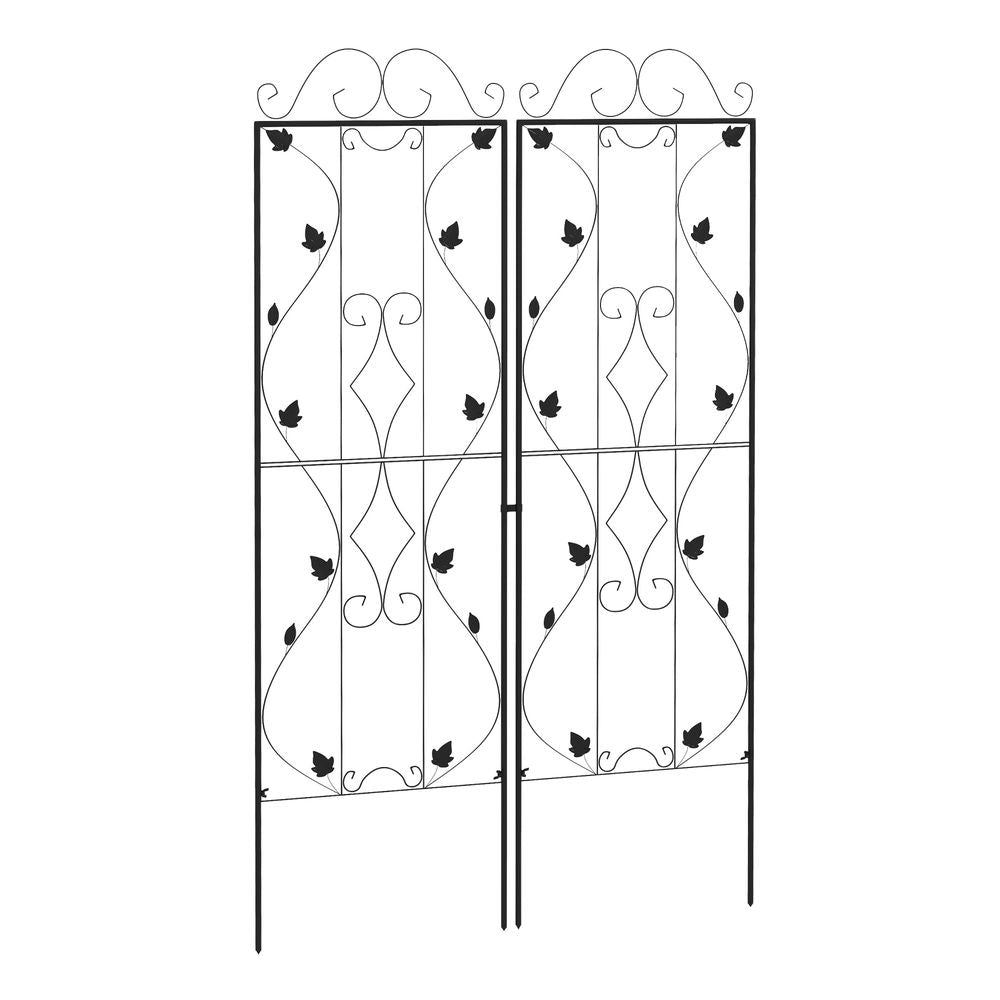 Outsunny Set of 2 Metal Trellis for Climbing Plants, Leaf Design