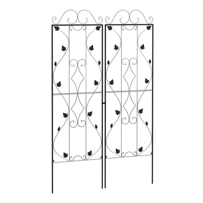 Outsunny Set of 2 Metal Trellis for Climbing Plants, Leaf Design