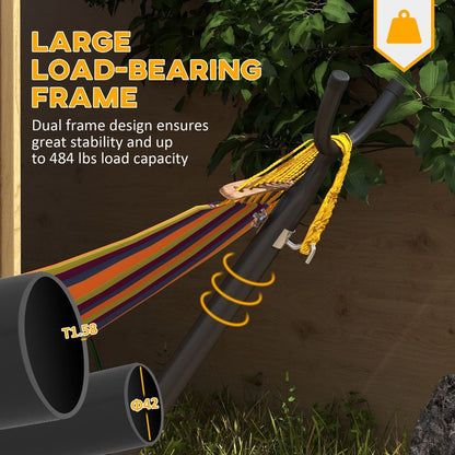 Outsunny Hammock Stand w/ Wheels, Adjustable Hammock Stand w/ Carry Bag, Black