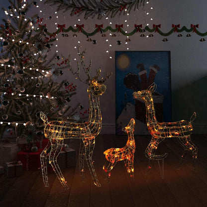 Acrylic Reindeer Family Christmas Decoration (with LED light Warm White)