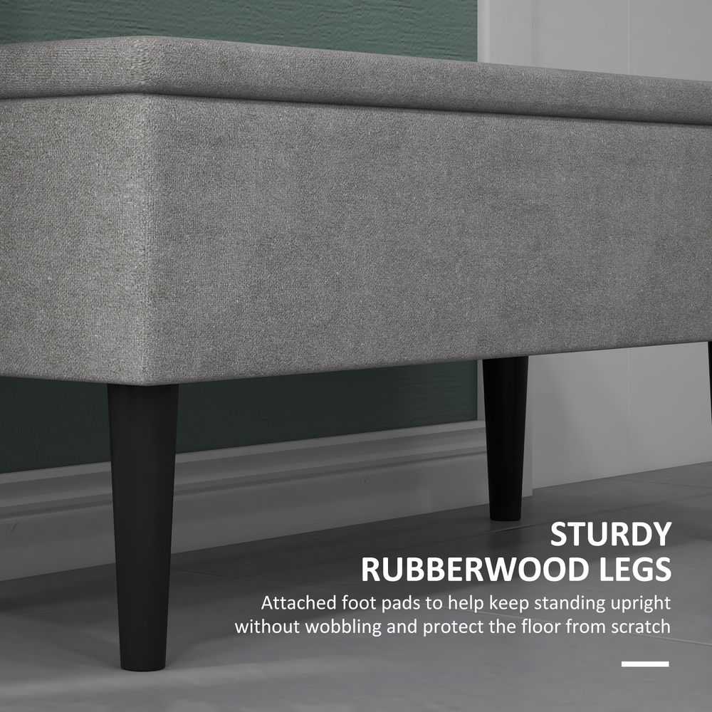 15" Ottoman Storage Box with Wooden Legs and 47L Storage Capacity, Grey