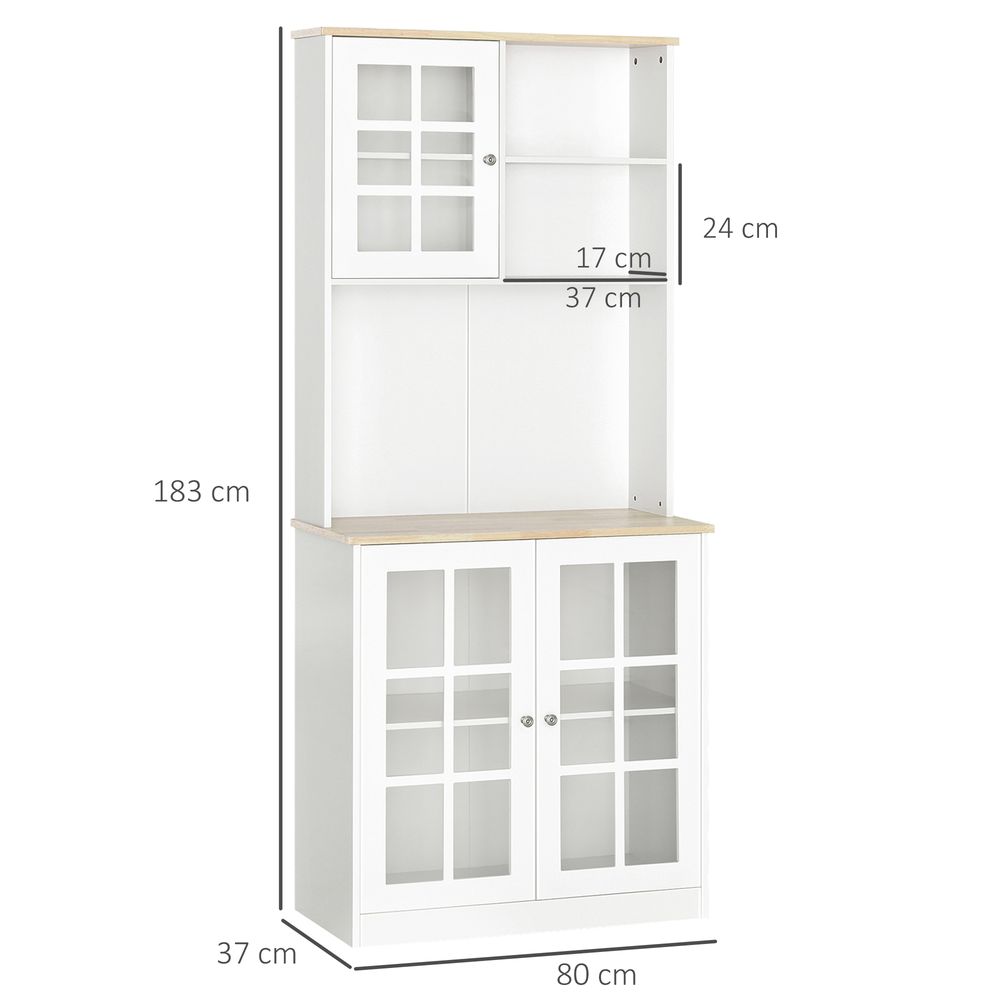 Kitchen Cabinet (183cm Grid Glass Doors Shelves  )