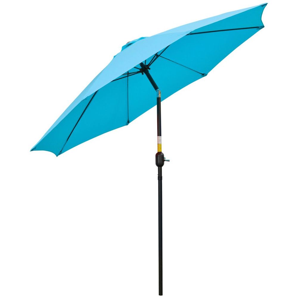 Outsunny 2.6M Patio Umbrella Outdoor Sunshade Canopy w/ Tilt and Crank Blue