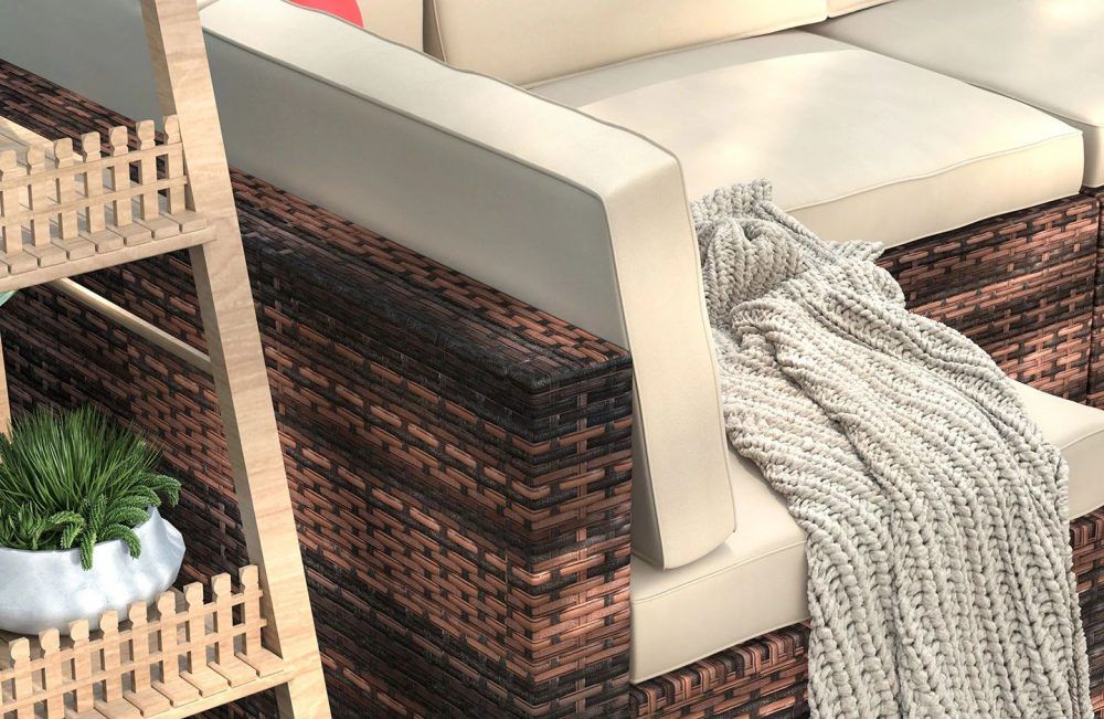6 Seat Rattan Modular Sofa With Table