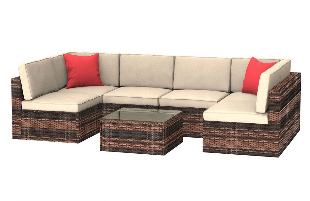 6 Seat Rattan Modular Sofa With Table