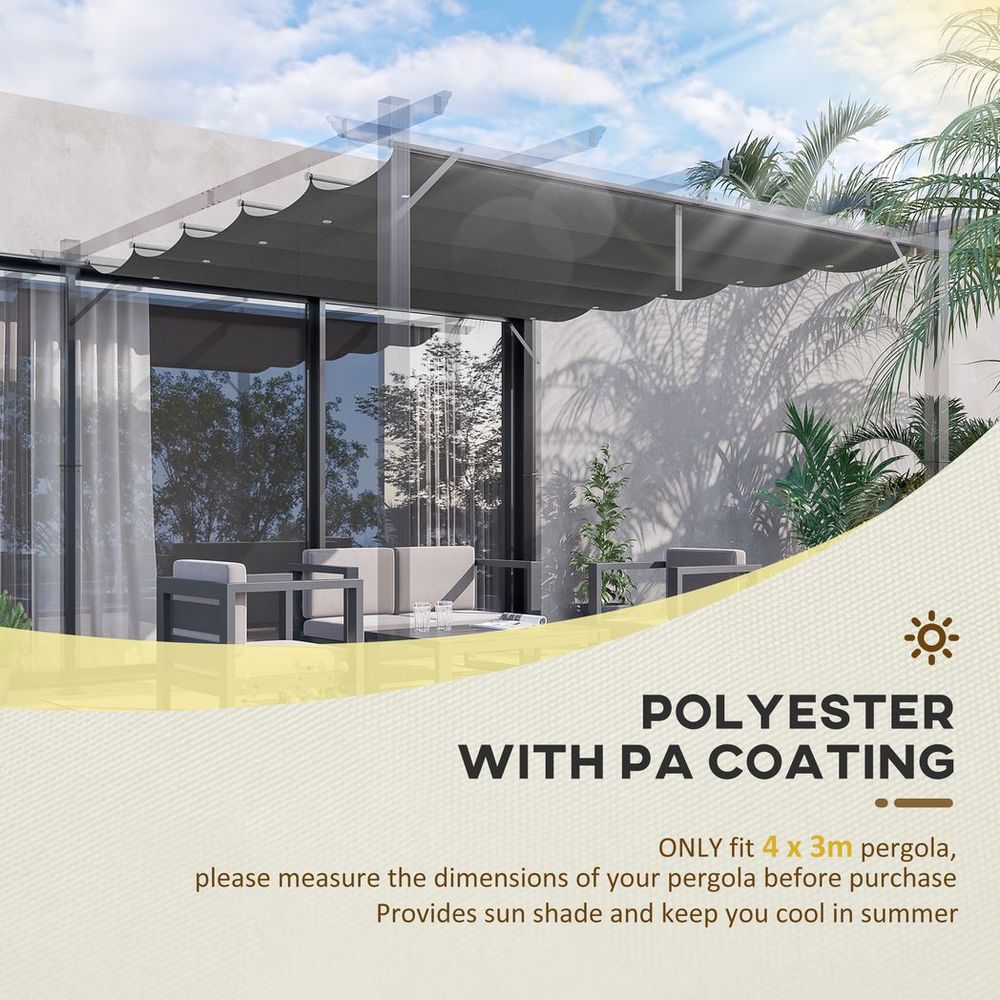 Pergola Shade Cover for 3 x 3m Pergola, Replacement Canopy Fabric Only, Grey