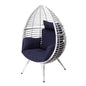 Outdoor Garden Patio Furniture Rattan Egg Chair with Cushion, White