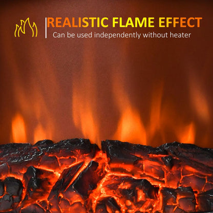 1850W Flame Effect Electric Free Standing Fireplace Fan Log Burning Stove -Black