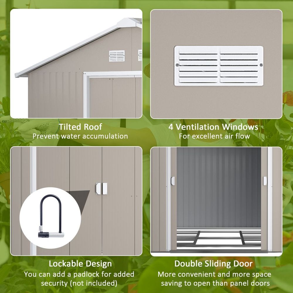 Garden Shed Storage Yard Store Door Metal Roof Tool Box Container 12.5ft x 11ft