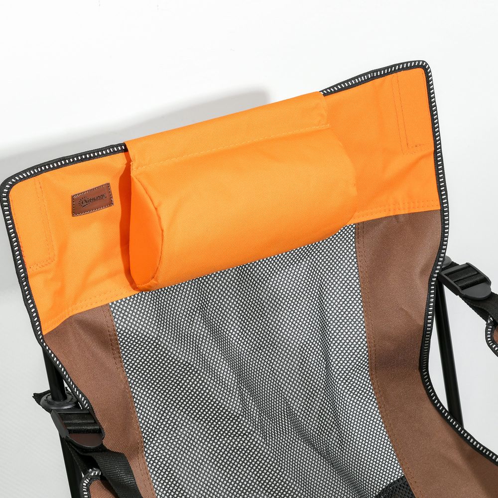Outsunny Foldable Camping Chair w/ Footrest, Adjustable Backrest, Bag, Black