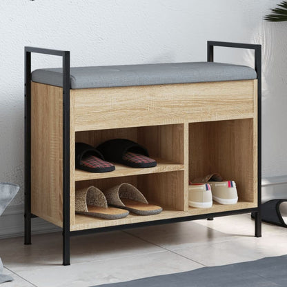vidaXL Shoe Bench Black 65.5x32x57.5 cm Engineered Wood