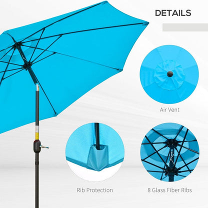 Outsunny 2.6M Patio Umbrella Outdoor Sunshade Canopy w/ Tilt and Crank Blue