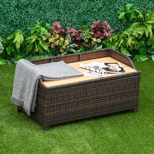 Rattan Garden Storage, 102Lx51Wx51H cm Brown / Cabinet Cushion Box Chest