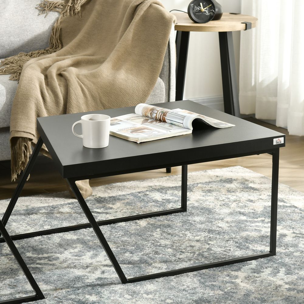 HOMCOM Coffee Table Set of 2, Coffee Tables with Steel Frame for Living Room