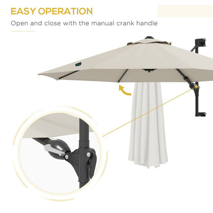 Outsunny Sun Parasol with Vent, Wall Umbrella for Patio, Garden, Pool, Beige