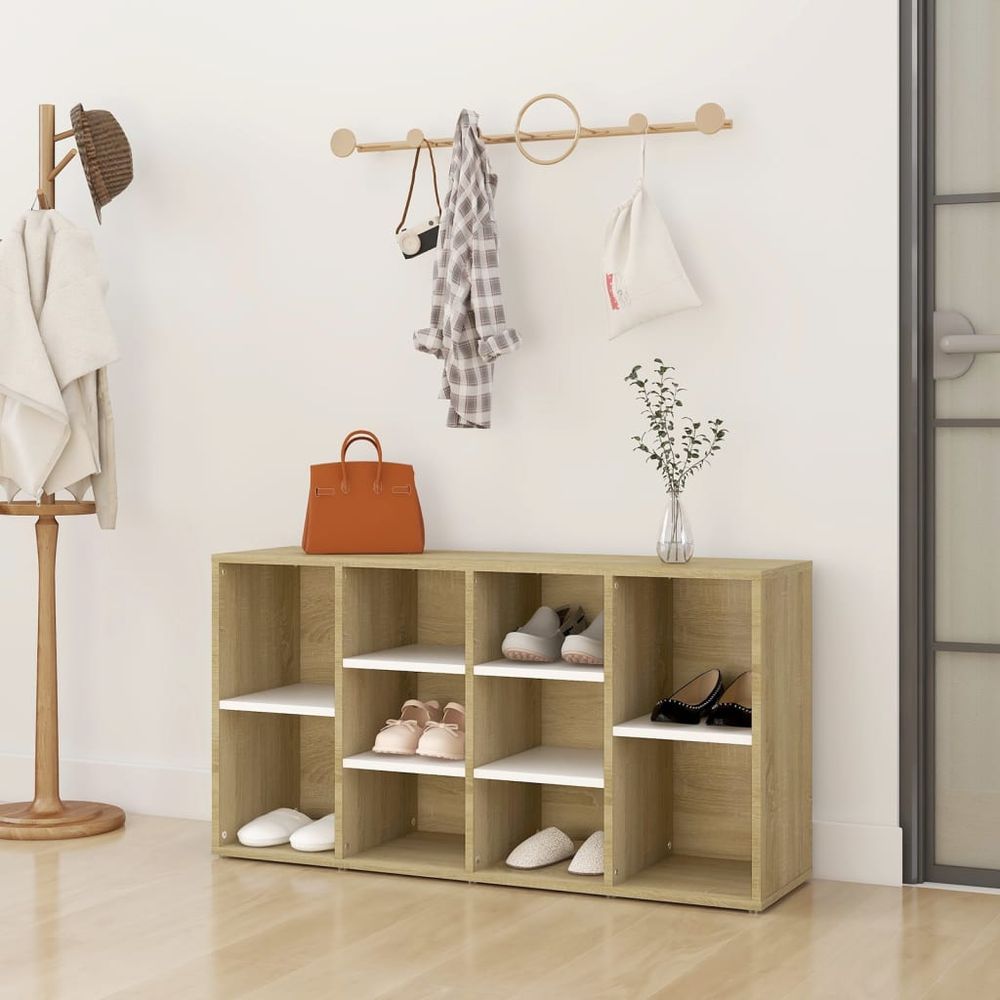 vidaXL Shoe Bench White 103x30x54.5 cm Engineered Wood